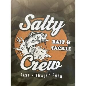 Salty Crew Windbreaker Jacket Hoodie Men XL Camouflage Storm-Ready-Fishing Gear